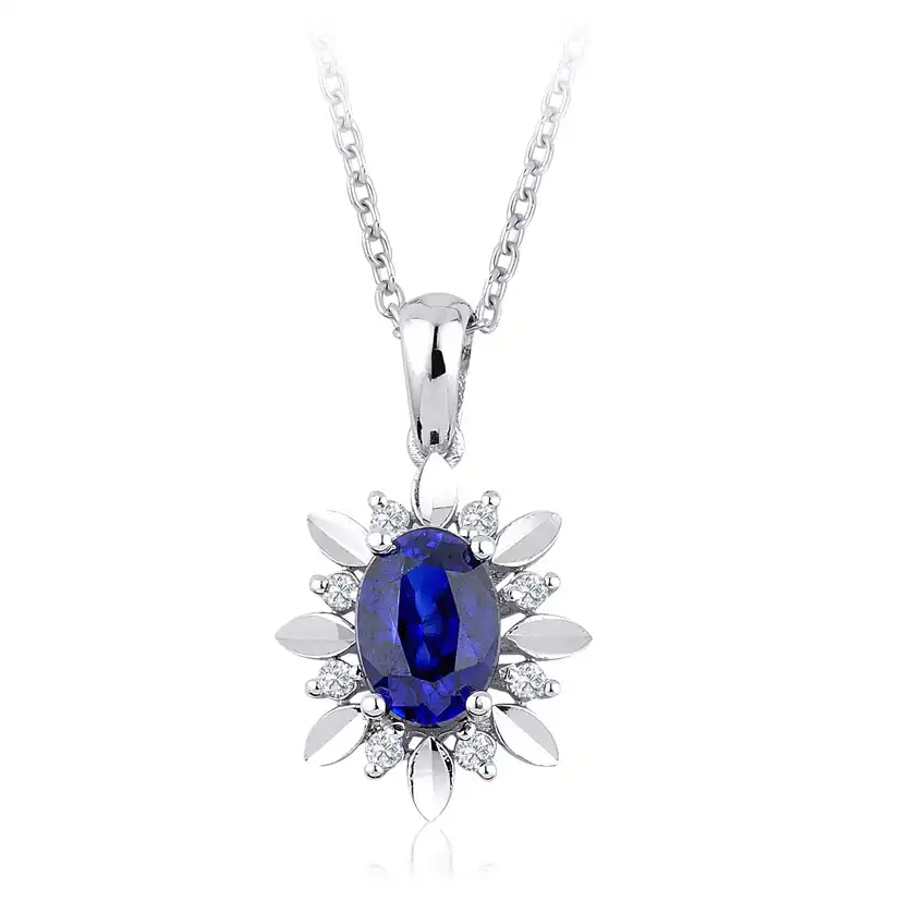 0,92 Karat Pırlanta Safir Kolye 2