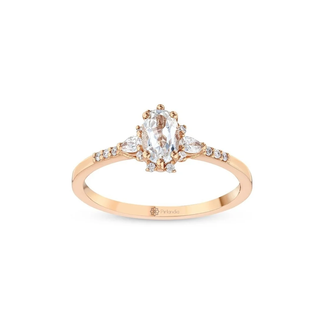 0,66 Karat Vintage Pırlanta Oval Topaz Yüzük