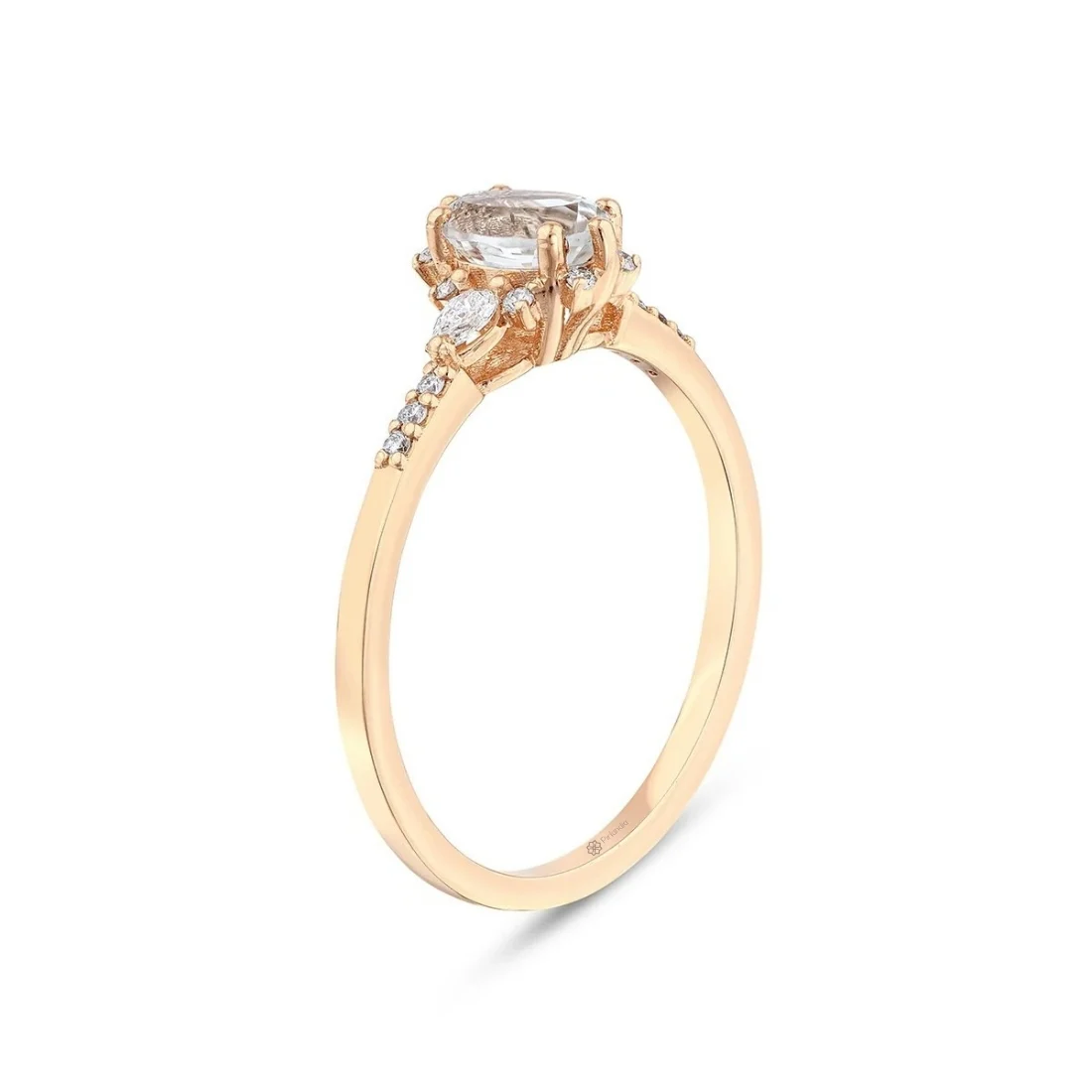 0,66 Karat Vintage Pırlanta Oval Topaz Yüzük 3