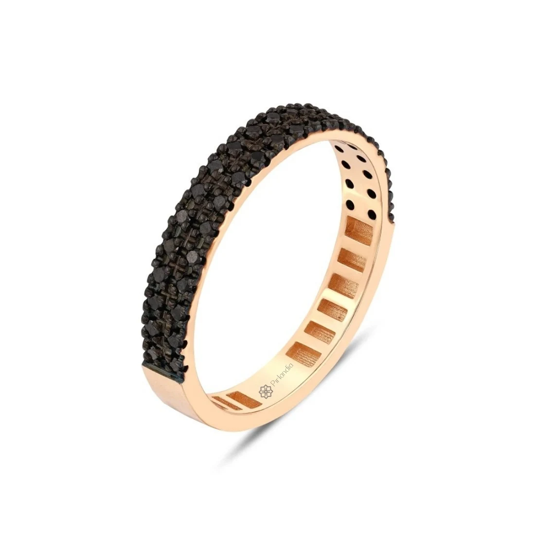0,30 Karat Siyah Pırlanta Unisex Yarımtur Yüzük 2