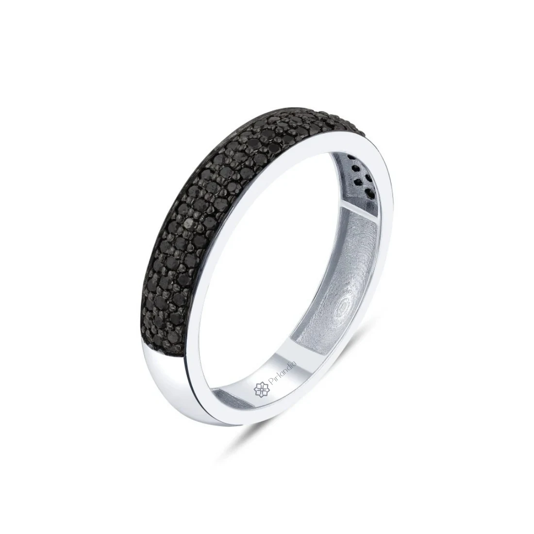 0,60 Karat Siyah Pırlanta Unisex Yarımtur Yüzük 2