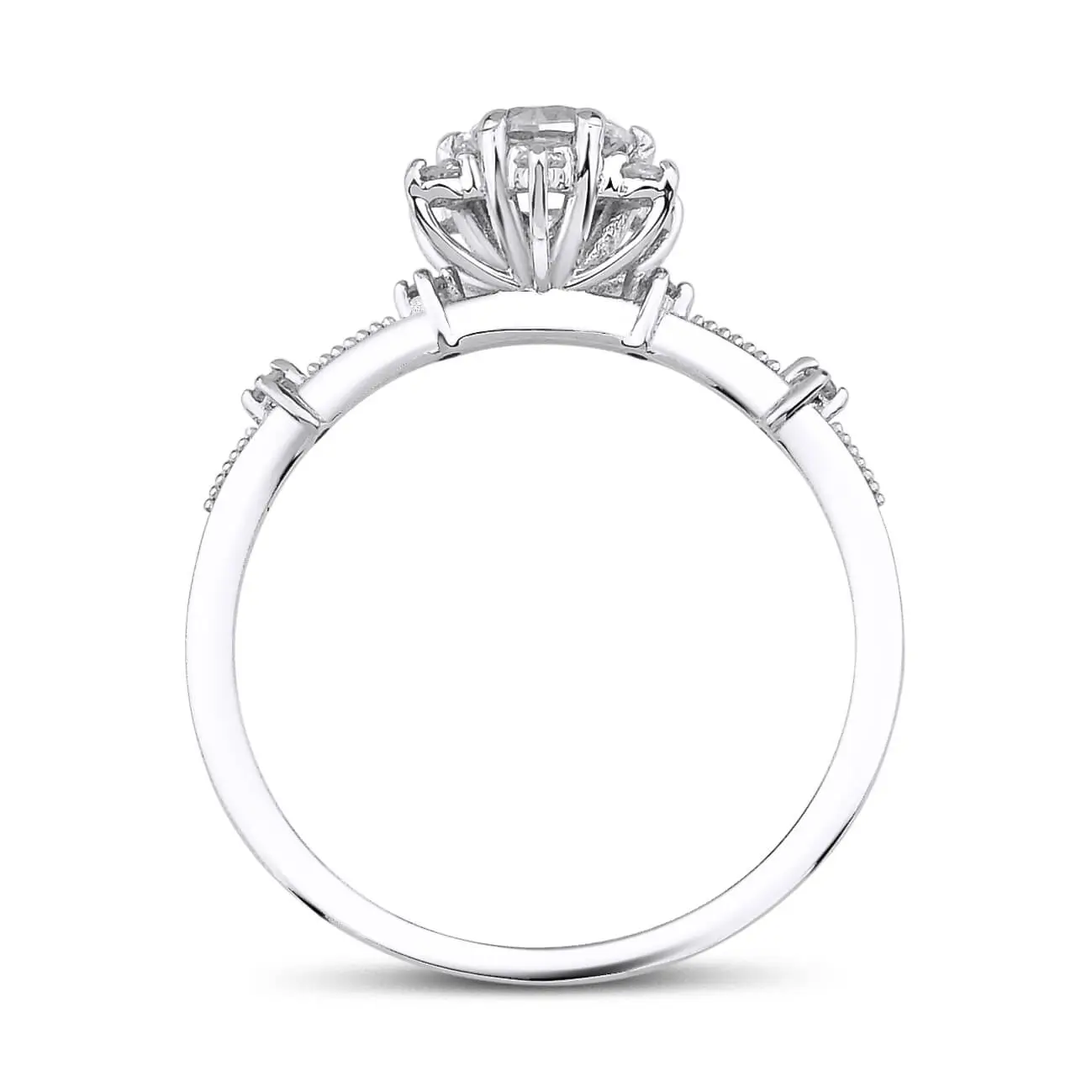 1,00 Karat Pırlanta ve Beyaz Safir Lotus Çiçeği Yüzük 3