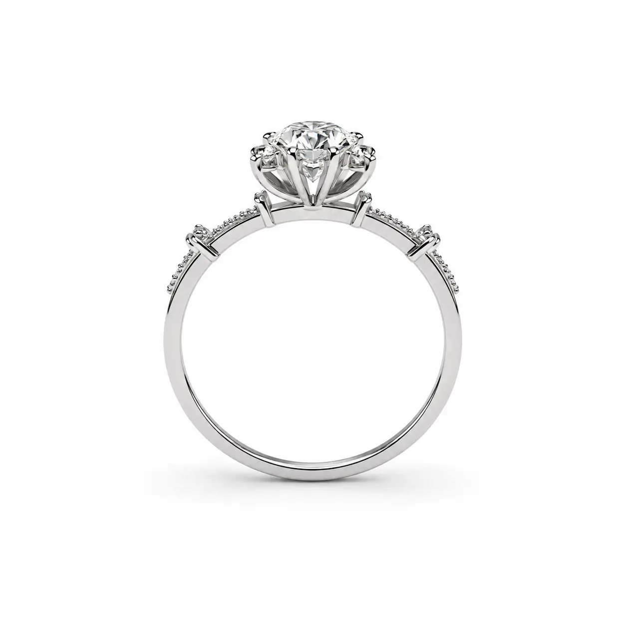 1,00 Karat Oval Topaz ve Pırlanta Lotus Çiçeği Yüzük 3